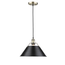  3306-L AB-BLK - Orwell AB Large Pendant - 14" in Aged Brass with Matte Black shade